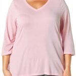 Just My Size T-shirt Femme V Côtelé Manches 3/4 Paleo Rose-0