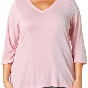 Just My Size T-shirt Femme V Côtelé Manches 3/4 Paleo Rose-0