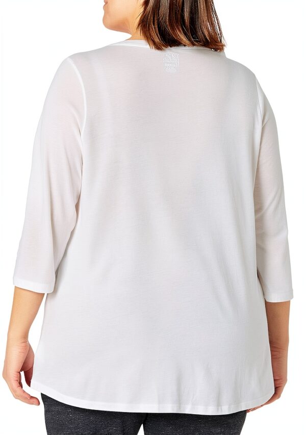 Just My Size T-shirt Femme V Côtelé Manches 3/4 Blanc-1