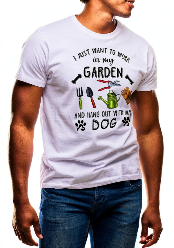 T-shirt GR8Shop Jardin Chien Homme Coton Imprimé