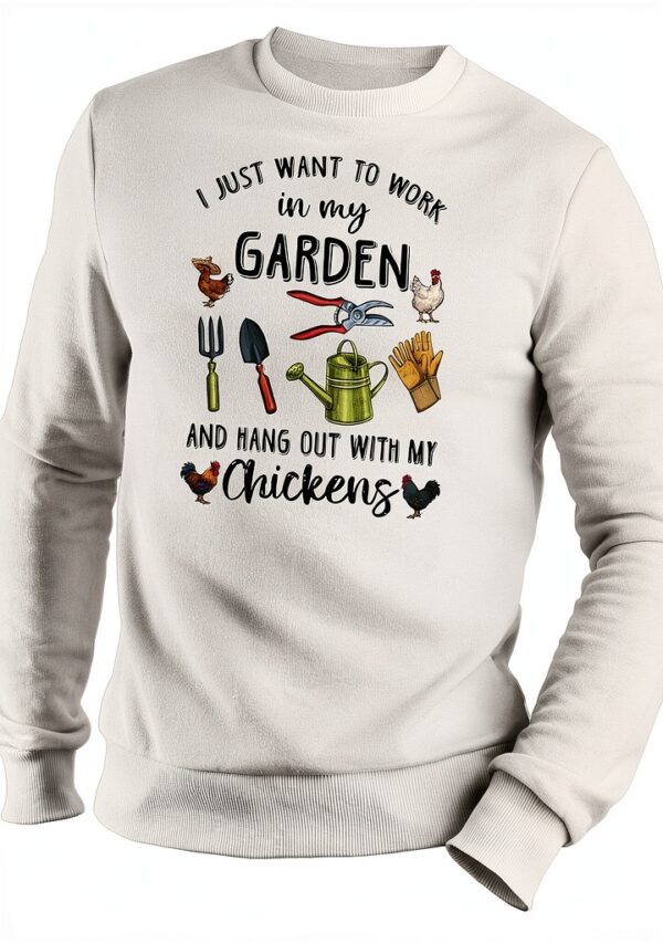 GR8Shop Sweat Unisex Jardin Poulets Confort Blanc Noir