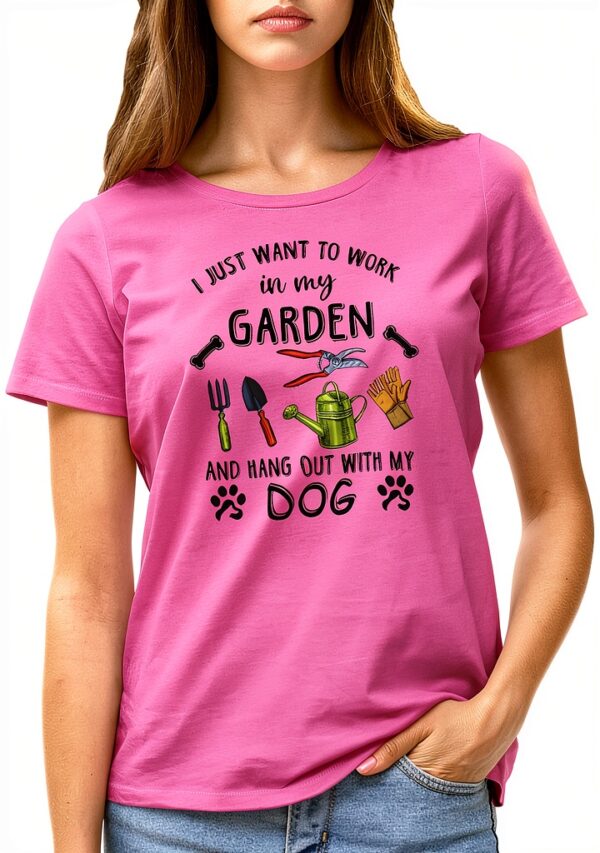T-shirt Femme GR8Shop Jardin Chien Design Imprimé Confort