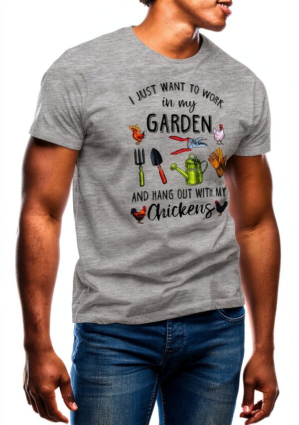 T-shirt GR8Shop jardin poules coton homme vert militaire