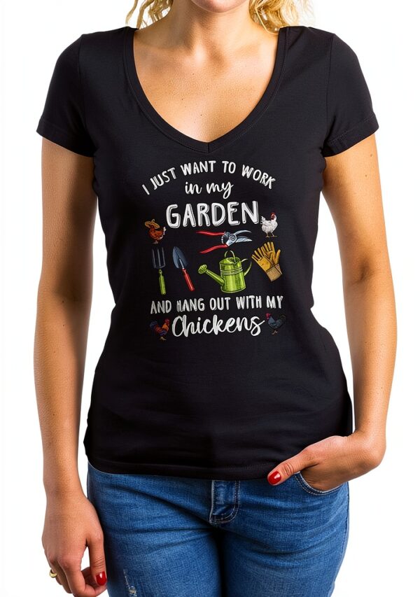 Chemise Femme GR8Shop col V jardin poules design imprimé