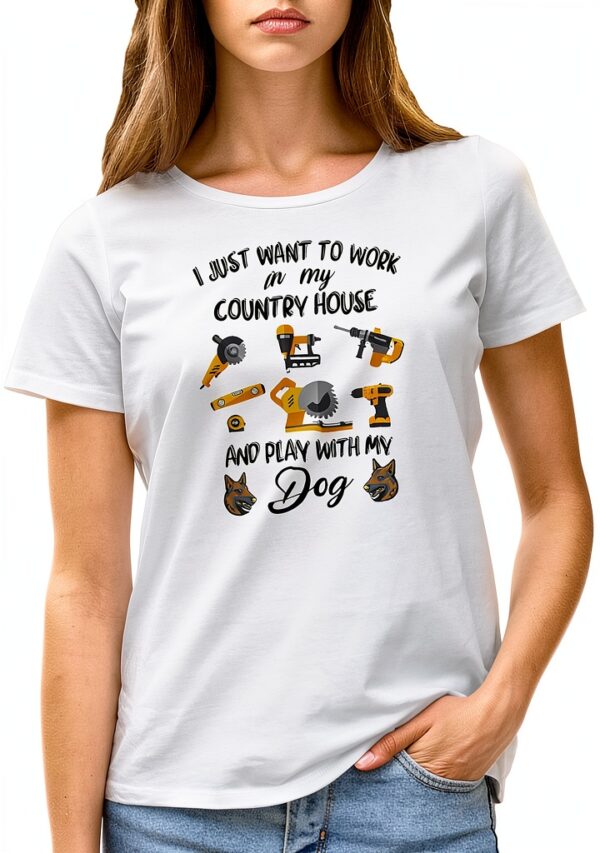 T-shirt Femme GR8Shop Travail Campagne Chien Imprimé