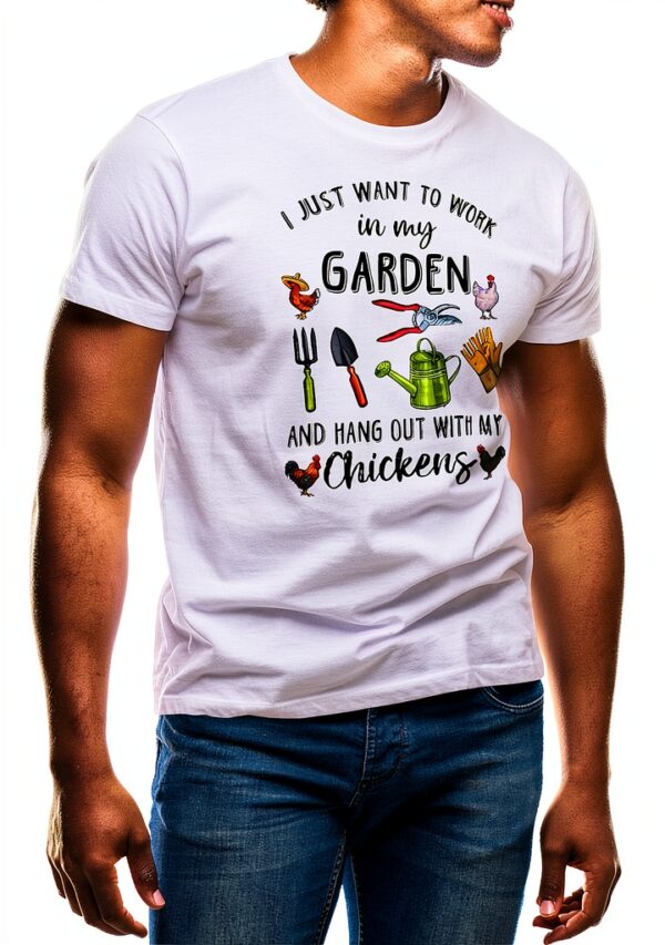T-shirt Homme GR8Shop Jardin Poulets Coton Manches Courtes