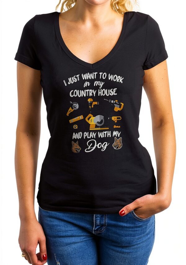 Chemise Femme GR8Shop col V imprimée travail campagne chien