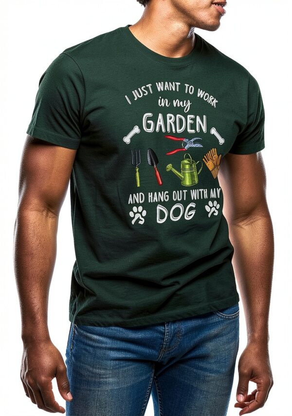 T-shirt Homme GR8Shop Jardin Chien Vert Militaire