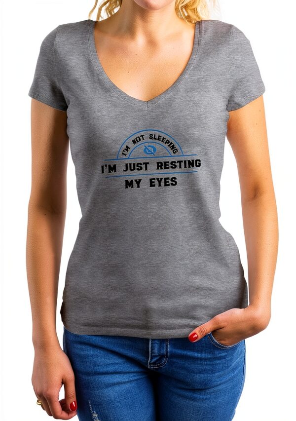Chemise Femme GR8Shop col V Fun Resting Eyes Noir Blanc Gris