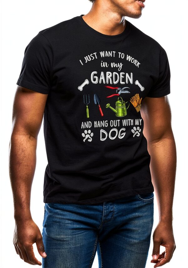 T-shirt GR8Shop Jardin Chien Homme Qualité Supérieure Doux