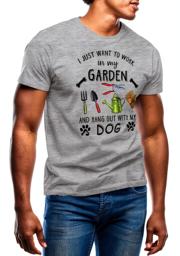 T-shirt Homme GR8Shop Jardin Chien Qualité Supérieure