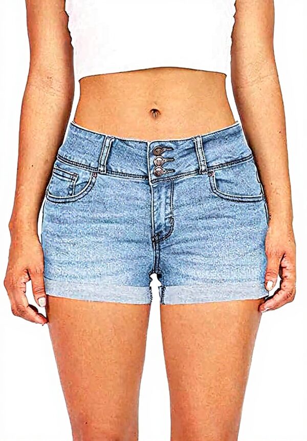 Short jean extensible femme denim taille haute vacances
