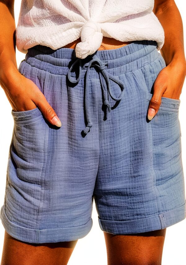 Short en lin femme taille élastique sport vacances Generic