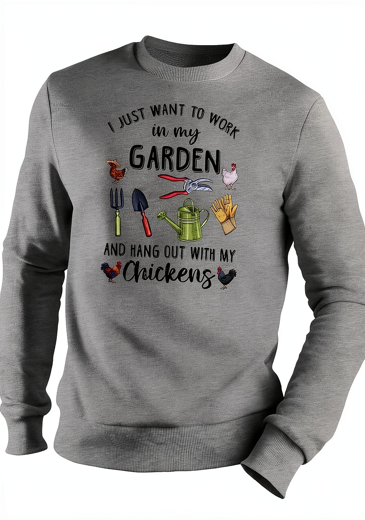 'Sweat GR8Shop porté lors d'une activité de jardinage'