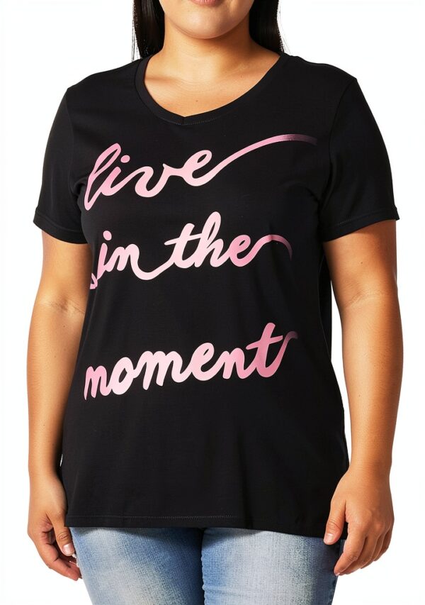 Just My Size Activewear T-shirt Femme Col V Côtelé Confort-0