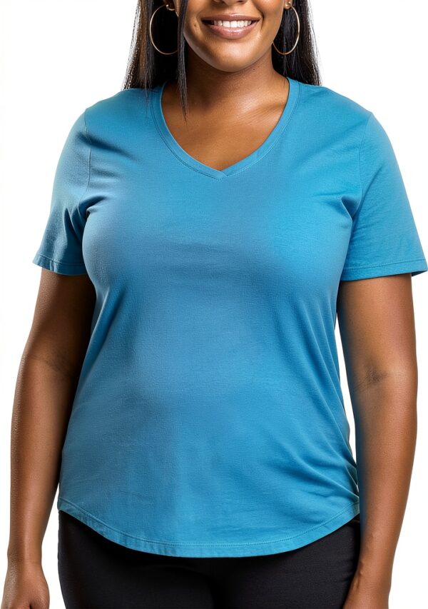 Just My Size T-shirt femme coton col V rose-0