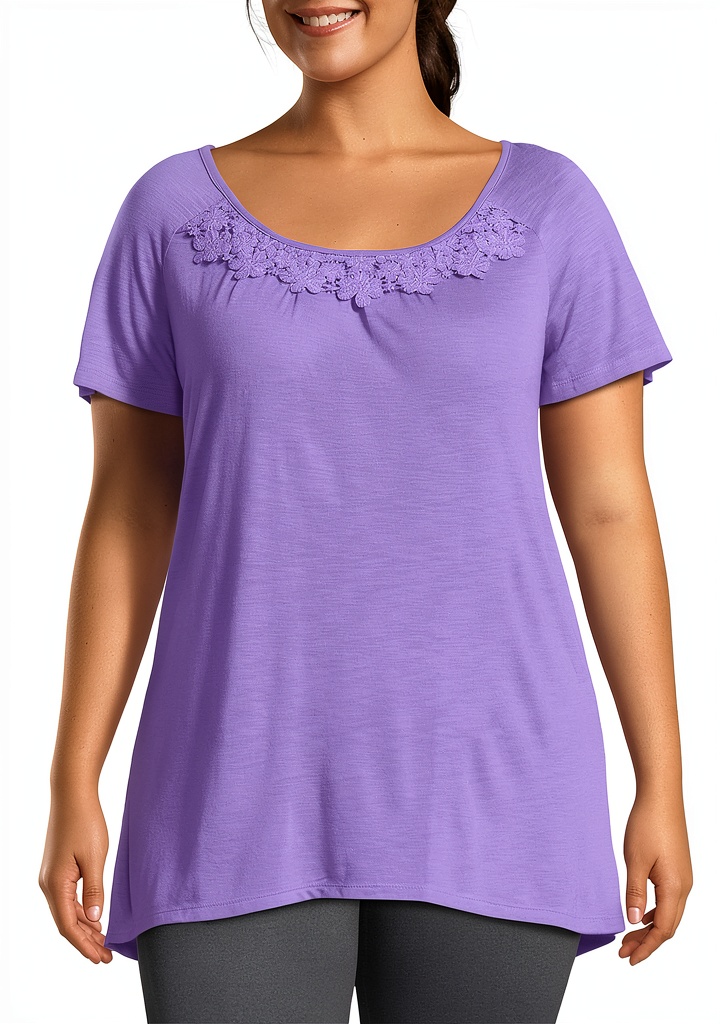 Chemise grande taille femme avec bordure crochet marguerite