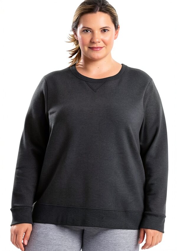 Sweatshirt femme Just My Size Activewear Ardoise Chinée coupe ample-3