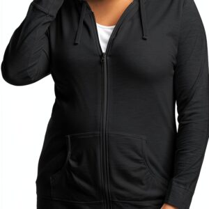 Veste zippée Just My Size Activewear femme tissu léger noir taille 5X-0