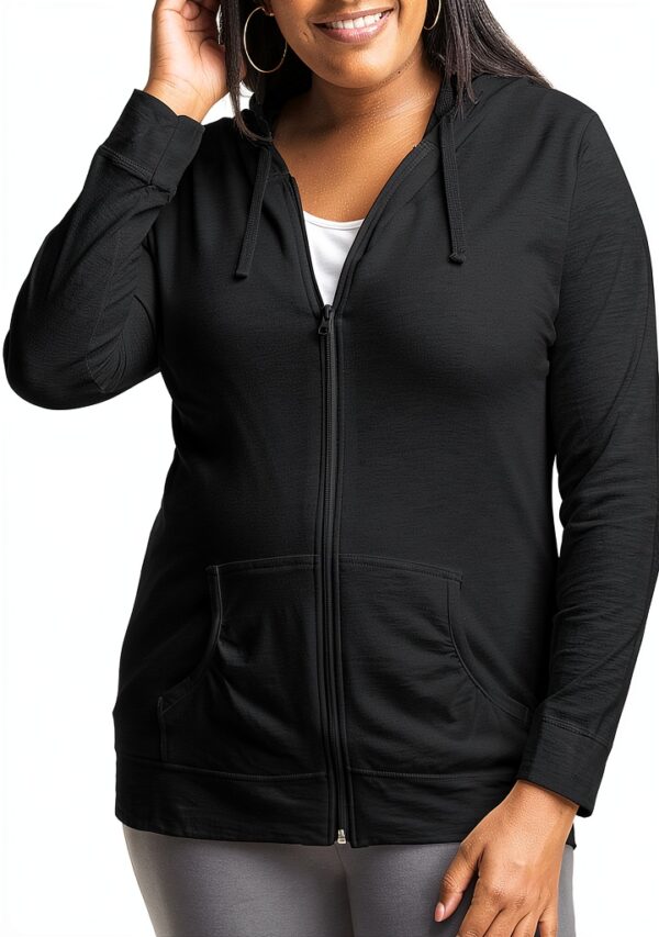 Veste zippée Just My Size Activewear femme tissu léger noir taille 5X-0