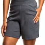 Shorts femme Just My Size Gris Anthracite Chiné taille 5XL jersey doux-0