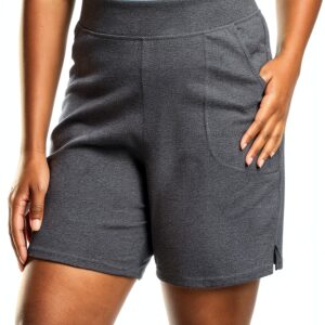 Shorts femme Just My Size Gris Anthracite Chiné taille 5XL jersey doux-0
