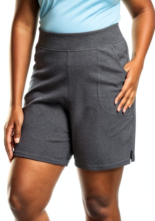 Shorts femme Just My Size Gris Anthracite Chiné taille 5XL jersey doux-0