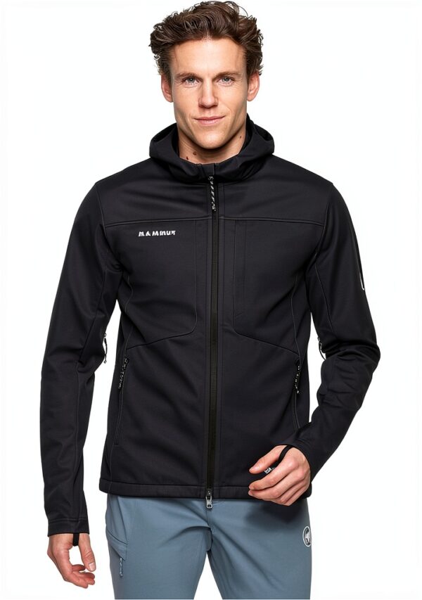 Mammut Ultimate Veste à capuche Homme Softshell couches couleur noire-1